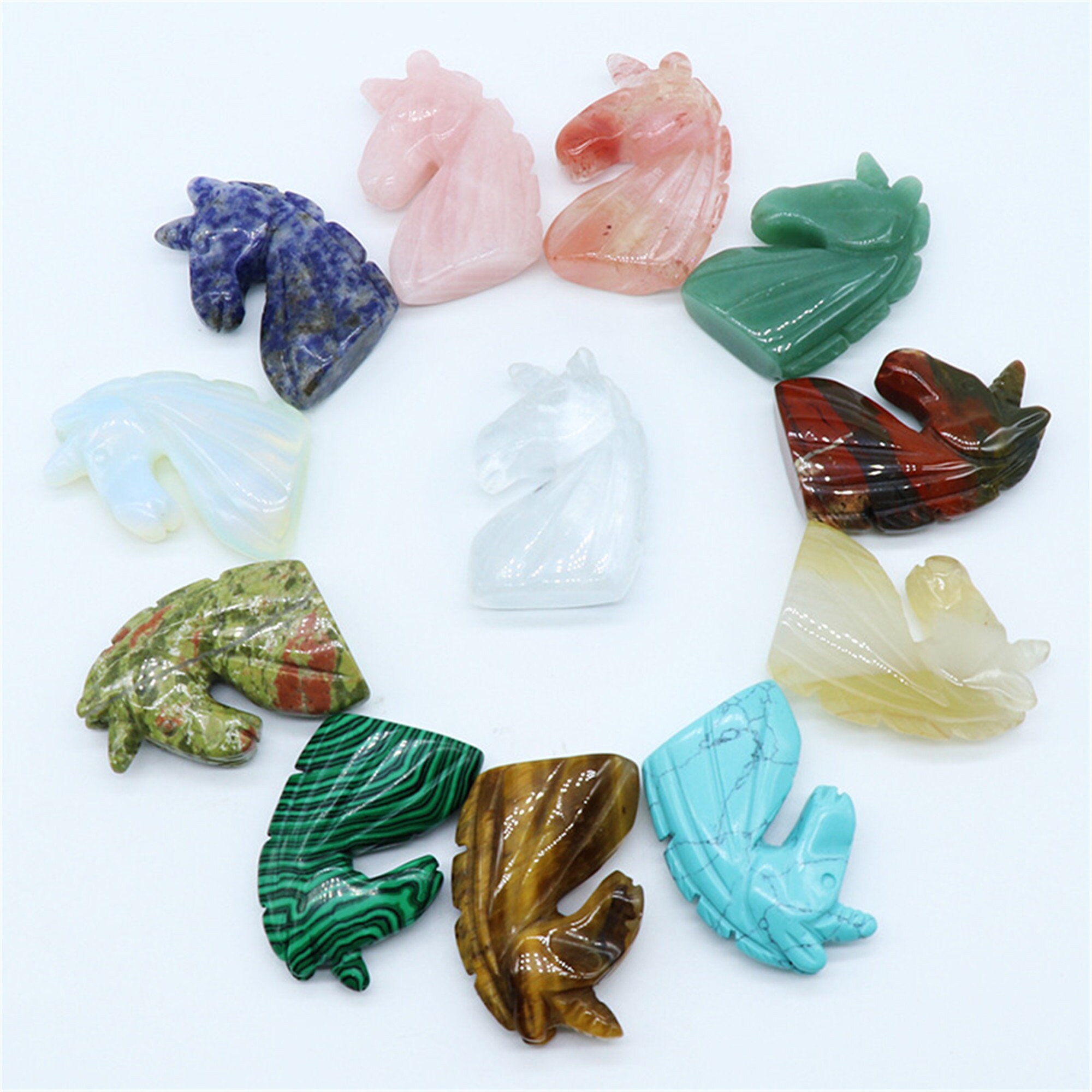 12 PCS Mixed Quartz Unicorn Crystal Unicorn Hand Carved Etsy