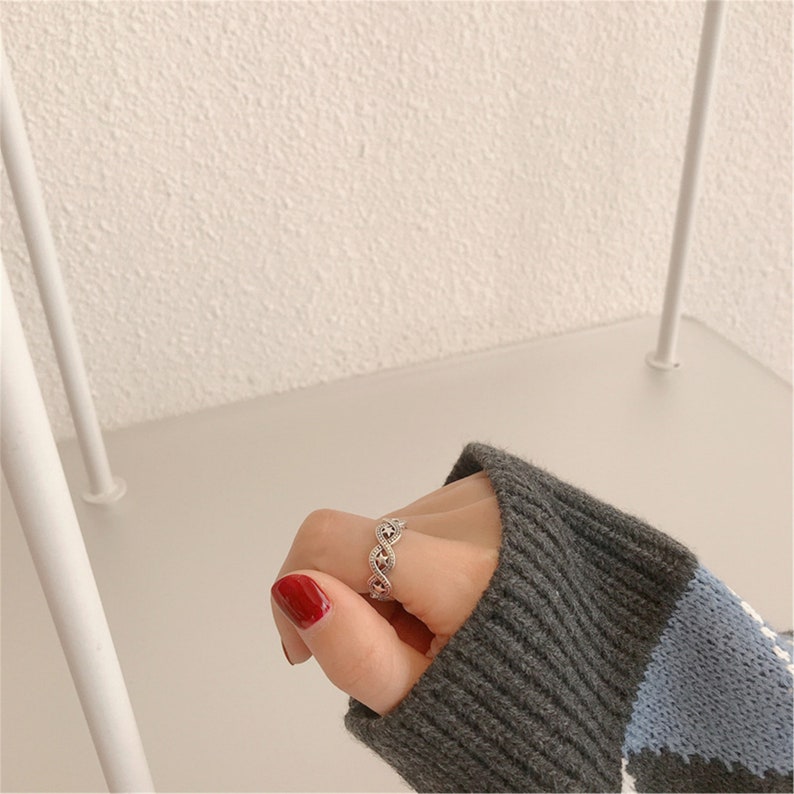 Open Ring 925 Sterling Silver Ring Vintage Ring. Adjustable Ring Twist Star Ring