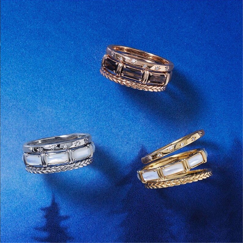 Stacking Ring Set Genuine Mother of Pearl Ring Simple Ring Etsy