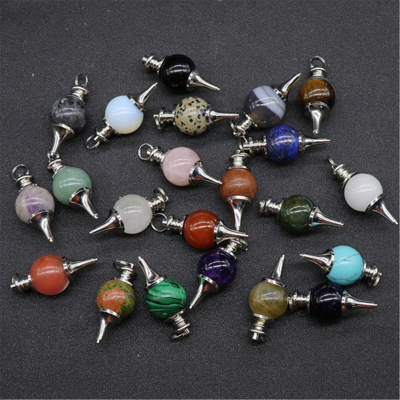 Pendulum Necklace Third Eye Gemstone Pendulum Pendant Crystal Pendulum Chakra Pendulum Necklace. Gemstone Sphere Jewelry