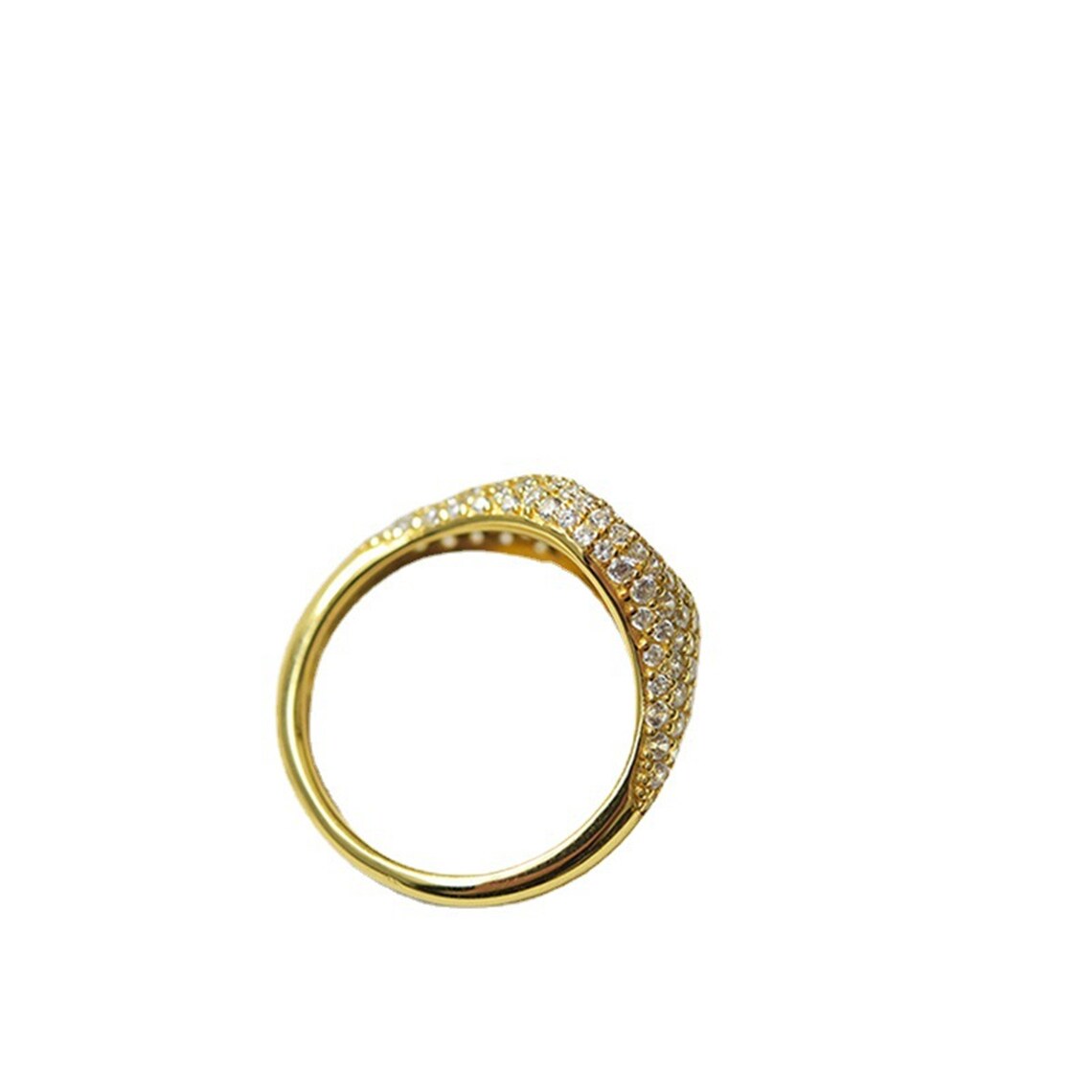 Pave Diamond Ring Ring Sterling Silver Ring Gold Etsy