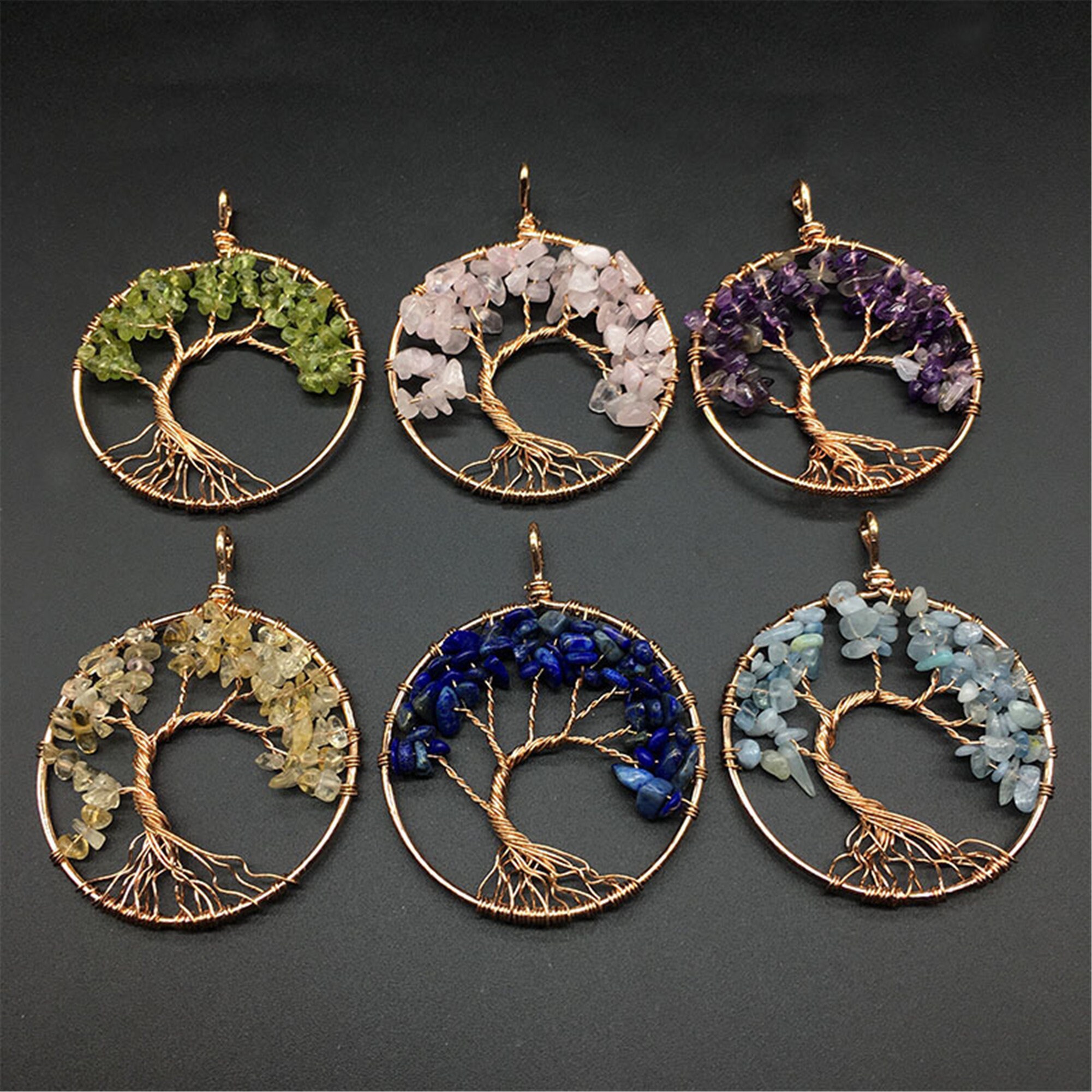 Tree of Life Gemstone Pendant /Crystal Quartz Pendant/ Crystal Etsy
