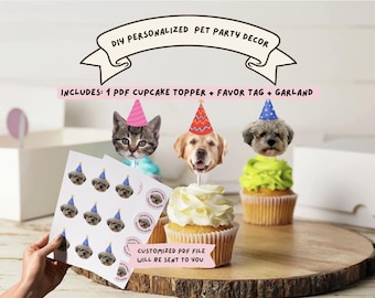 Decoración personalizada para fiestas de fotos de mascotas: Fiesta de cumpleaños canina personalizada (archivo PDF)