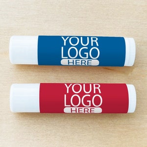 Set of 24 Your Logo Personalized Tube Lip Balm with Labels, Corporate Business Personalized Lip Balm Gifts