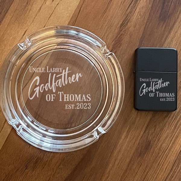 Godfather Engraved Personalized Ashtray Lighter Set Or Ashtray Or Lighter, Engraved Father's Day Gifts DM64