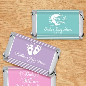 Set of 30 Baby Shower Personalized Hershey&#39;s Miniatures Assembled w/ Minis, Baby Shower Party Personalized Hershey&#39;s Mini Edible Favors DM6
