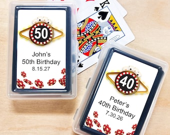 Personalized Casino Playing Card Favors: Las Vegas Birthday Party (Set of 10, Assembly Required)