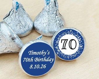 70th Birthday Personalized Hershey's Kisses Labels (Set of 108)