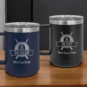 Billiards Personalized Engraved 15 Oz Vacuum Insulated Travel Mug, Coffee Travel Mug, Billiard Gifts, Pool Player Gifts DM64-L8