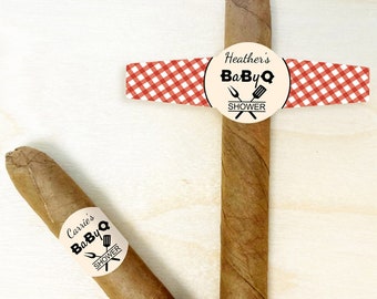 BBQ Baby Shower Favors, Set of 20 Baby-Q Personalized Custom Cigar Bands, Personalized Cigar Labels DM140