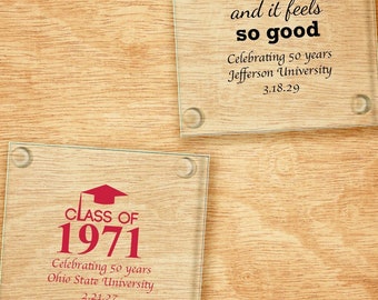 Personalized Class Reunion Glass Coaster Favors - Set of 24