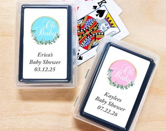 Personalized Playing Card Favors with 'Oh Baby' Labels - Set of 10