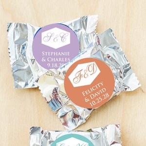 Set of 40 Initial Wedding Personalized York Peppermint Edible Favors, Personalized York Peppermint Pattie Chocolate Party Favors DM104