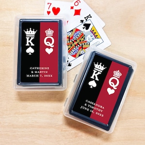Set of 10 King and Queen Personalized Playing Cards Favors, Wedding Personalized Playing Cards Favors with Labels DM01