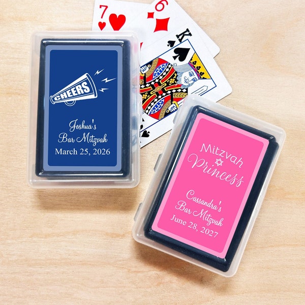 Personalized Bat Mitzvah Playing Card Favors: Mazel Tov Gift Set of 10