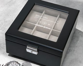 Music Personalized Wood 6 Slot Watch Box, Gift Ideas for Music Lovers DM171