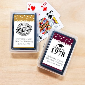 Class Reunion Personalized Playing Cards Party Favors with Labels, School Class Reunion Party Favors DM568 - Set of 10