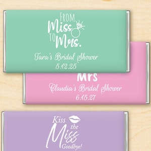 Set of 12 Bridal Shower, Bridal Shower Personalized Chocolate Bar Wrapper, Wedding Wrapper with Hershey Chocolate Bar DM2