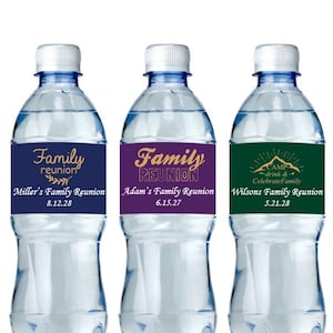 Set of 18 Family Reunion Personalized Water Bottle Labels, Family Reunion Party Favors Labels Reunion Labels DM130