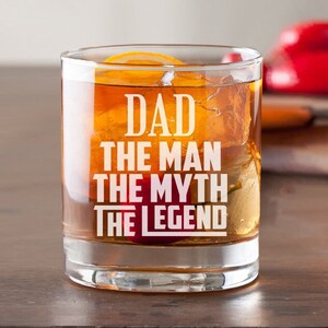 Personalized The Man The Myth The Legend Whiskey Rock Glass, Rock Glass, Etched Glass, Birthday Gift, Father&#39;s Day DM64-I8