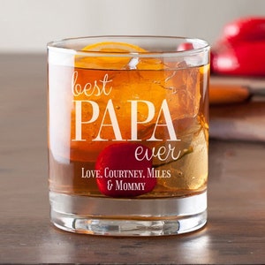 Best Papa Ever Personalized Whiskey Glass, Papa Engraved Personalized Gifts, Dad Rocks Glass Gifts, Father's Day Gifts DM64-ZK