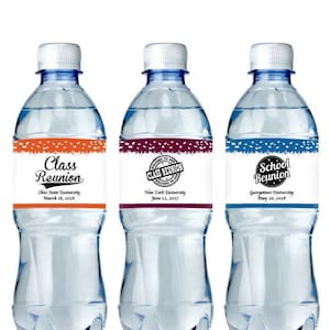 Set of 18  Class Reunion Water Bottle Labels Stickers Party Favors, Class School Reunion Party Favors DM568