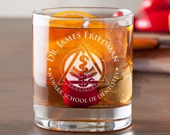 Personalized Dentist Whiskey Glass: Etched Dentistry Gift