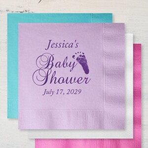 Set of 100 Baby Shower Personalized Cocktail Napkins, Baby Shower Napkin Favors DMER-19