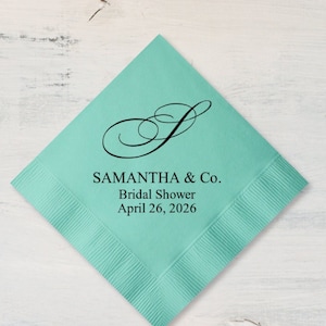 Set of 100 Wedding Initial Personalized Cocktail Napkins, Wedding Napkin Favors DMER-38