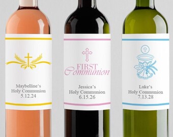 First Holy Communion Personalized Wine Bottle Labels - Set of 10