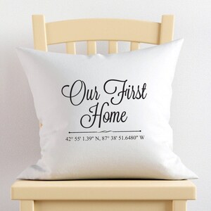 Our First Home Personalized Pillow | Personalized Home Pillow Cover or with Cusion Gifts | DM-A14-G | White Pillow Cover Personalization