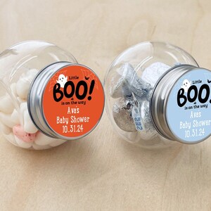 Halloween Baby Shower Favors: Mini Candy Jars with Labels - Set of 12