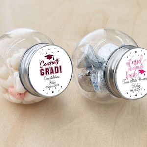 Graduation Favors: Personalized Mini Candy Jars, Set of 12