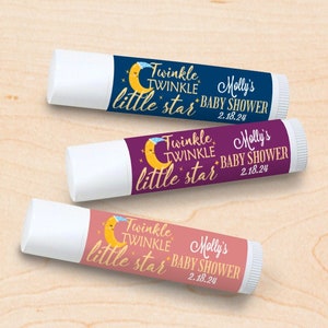 Set of 12 Twinkle Twinkle Little Star Baby Shower Personalized Lip Balm Party Favors, Baby Shower Personalized Lip Balm Favors DM59