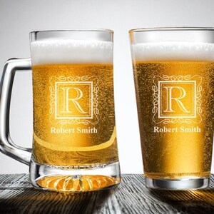 Ornate Frame Personalized Beer Glass Engraved Gifts, Ornate Frame Beer Mug Pilsner Large Beer Mug Pint Glass Beer Glass Gifts ED51