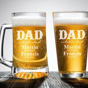 Dad Personalized Beer Glass Engraved Gifts, Dad Beer Mug Pilsner Large Beer Mug Pint Glass Beer Glass Gifts, Beer Gifts DM28EF