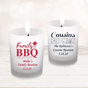Set of 18 Family Reunion Party Favors, Family Party Favors, Personalized Frosted Glass Candle Holder with Tealight Candle DM130