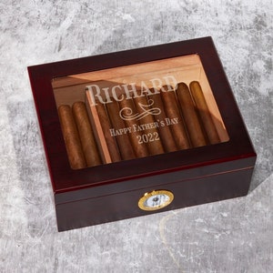 Father's Day Engraved Cigar Humidor 50 Count, Engraved Father's Day Gifts, DM64