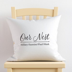 Our Nest Personalized Pillow | Beach Personalized Pillow Cover or with Cusion Gifts | DM-A14-A | White Pillow Cover Personalization