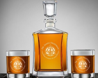 Personalized Dentist Whiskey Decanter Set: Engraved Glass Gift