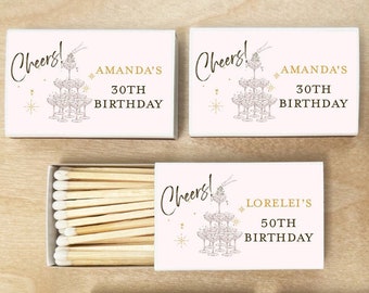 Personalized Champagne Tower Matches: Bridal Shower Birthday Favors - Set of 50