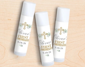 Personalized First Communion Lip Balm Favors - Set of 12