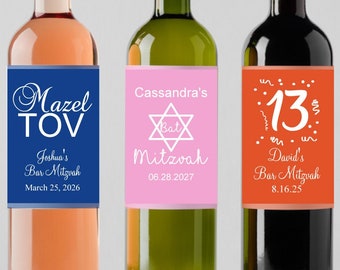 Bar/Bat Mitzvah Wine Labels: Personalized Mitzvah Favors, Set of 10