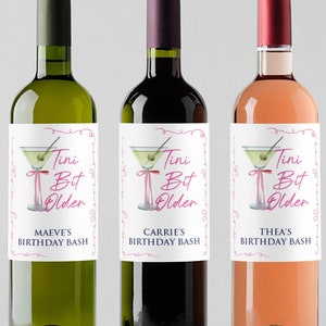 Birthday Bash Favors, A Tini Bit Older Personalized Wine Bottle Label, Personalized Champagne Label, Birthday Personalized Wine Labels DM217