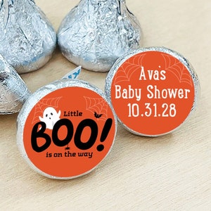Set of 108 Little Boo Halloween Baby Shower Personalized .80 inches Labels for Kisses, Halloween Kisses Favors Labels Only DM126