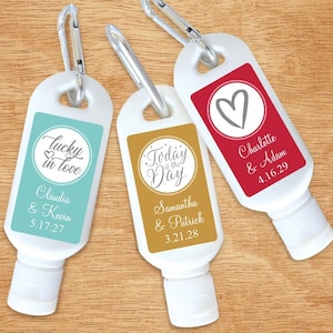 Set of 6 Wedding Personalized Sunscreen with Carabiner SPF 30, Custom Sunscreen for Mr and Mrs Best Day Ever Love Anchor Wedding Favors DM1