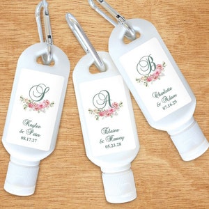Initial Pink Flower Custom Personalized Sunscreen Favors, Bridal Shower Birthday Wedding Personalized Sunscreen Party Favors DM738