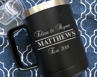 Personalized Engraved Travel Mug: 15 Oz Vacuum Insulated Coffee Mug