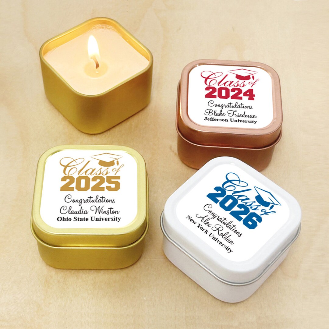 Set of 12 Class of 2024 Personalized Travel Candle Tins Favors ...