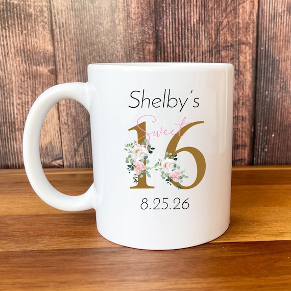 Set of 12 Personalized Sweet 16 Coffee Mugs: Party Favors - Etsy